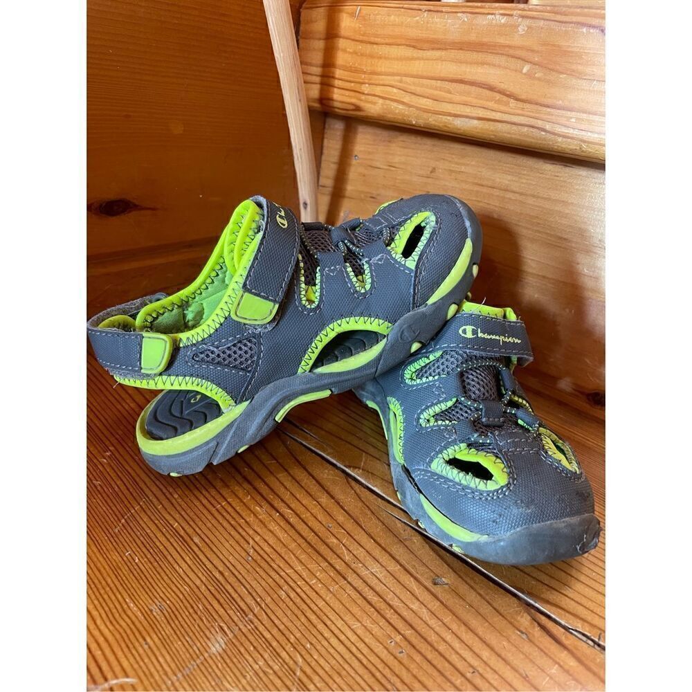 Champion Boys Sandals - Size 10 - Neon Green And Grey